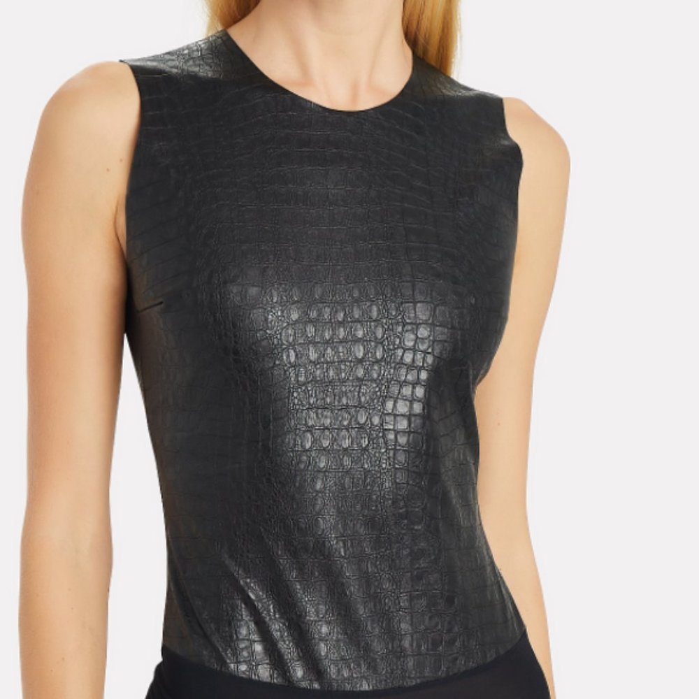 Intermix Faux Leather Reptile Bodysuit
